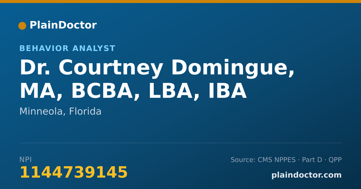 Shareable card for Courtney Domingue, MA, BCBA, LBA, IBA - Behavior Analyst, Minneola, FL