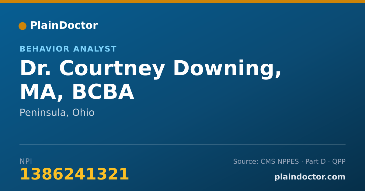 Shareable card for Courtney Downing, MA, BCBA - Behavior Analyst, Peninsula, OH
