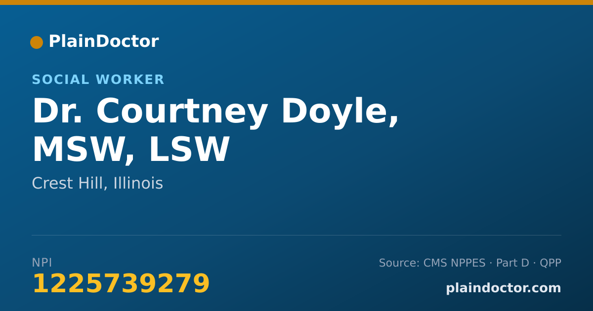 Shareable card for Courtney Doyle, MSW, LSW - Social Worker, Crest Hill, IL