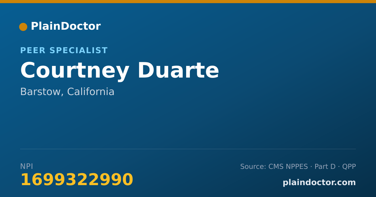 Shareable card for Courtney Duarte - Peer Specialist, Barstow, CA