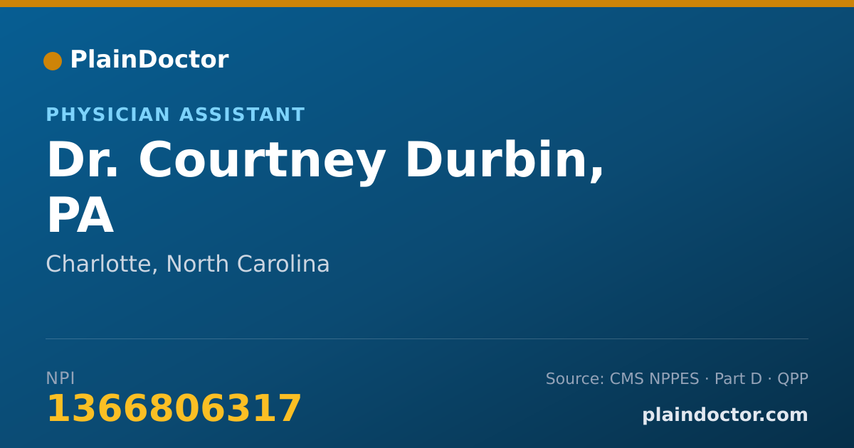 Shareable card for Courtney Durbin, PA - Physician Assistant, Charlotte, NC
