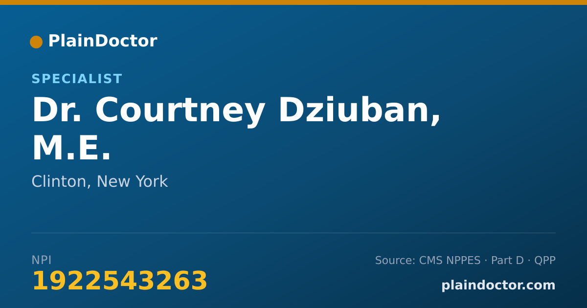 Shareable card for Courtney Dziuban, M.E. - Specialist, Clinton, NY