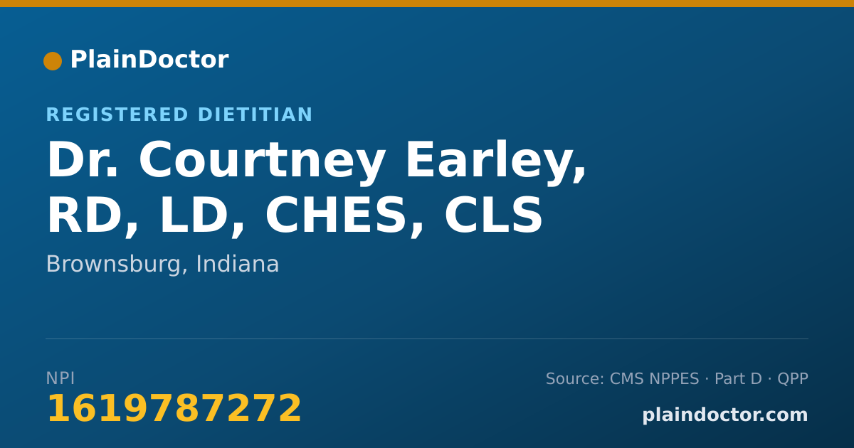 Shareable card for Courtney Earley, RD, LD, CHES, CLS - Registered Dietitian, Brownsburg, IN
