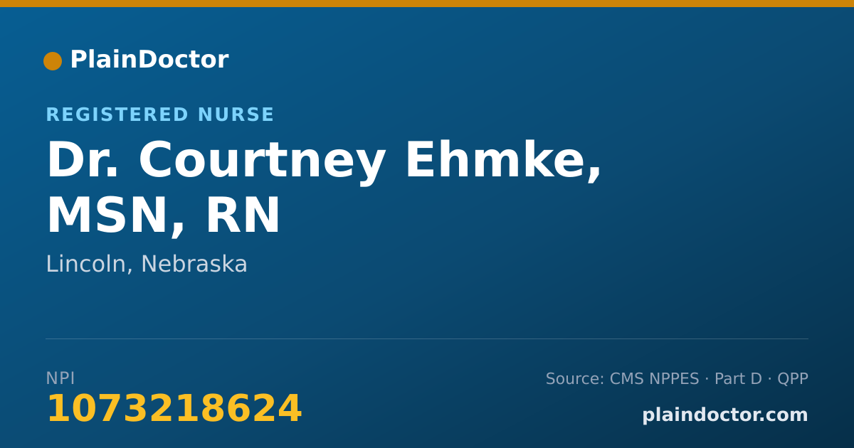 Shareable card for Courtney Ehmke, MSN, RN - Registered Nurse, Lincoln, NE