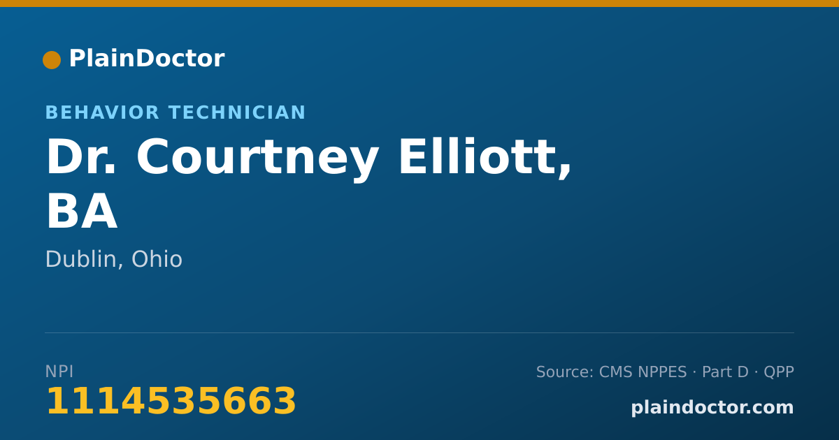 Shareable card for Courtney Elliott, BA - Behavior Technician, Dublin, OH
