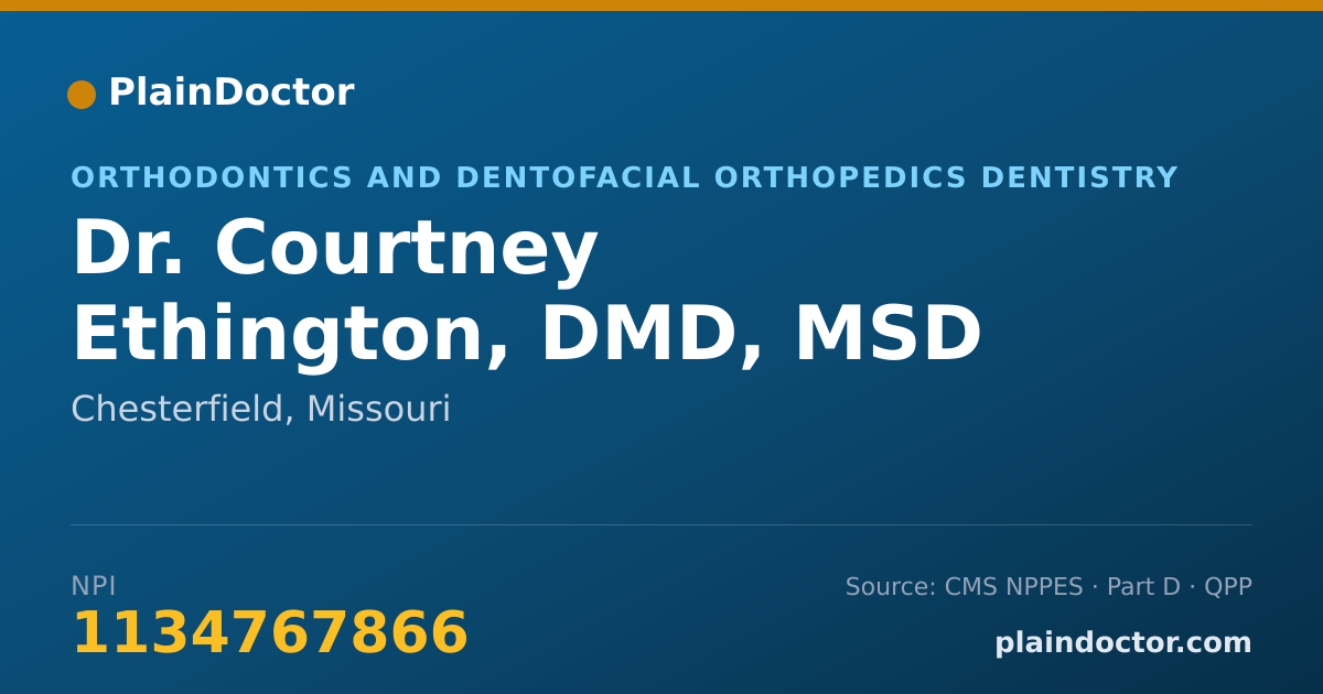Shareable card for Courtney Ethington, DMD, MSD - Orthodontics and Dentofacial Orthopedics Dentistry, Chesterfield, MO