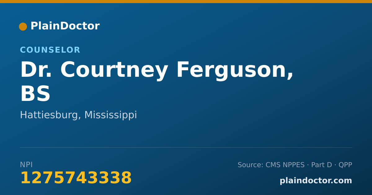 Shareable card for Courtney Ferguson, BS - Counselor, Hattiesburg, MS