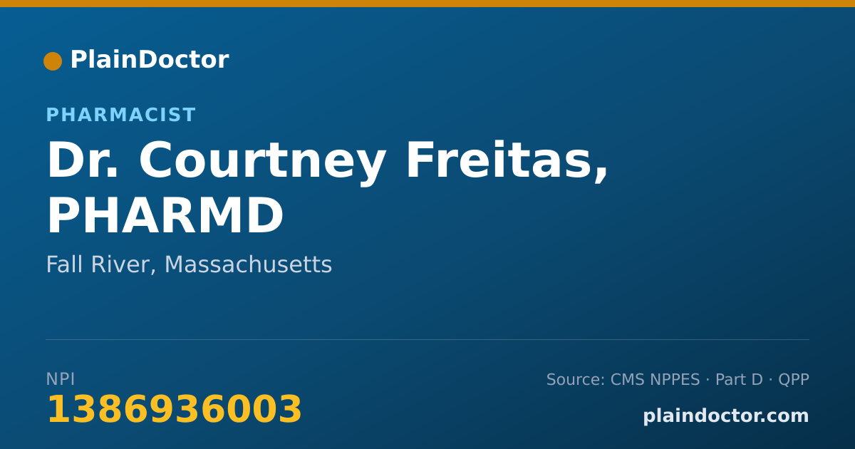 Shareable card for Courtney Freitas, PHARMD - Pharmacist, Fall River, MA