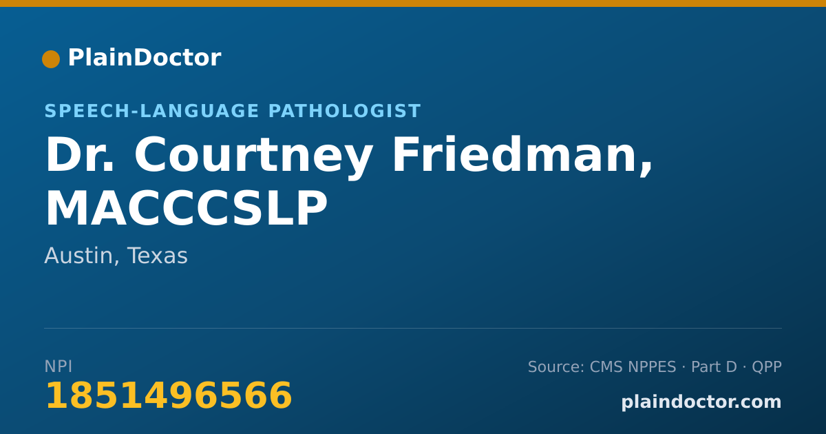 Shareable card for Courtney Friedman, MACCCSLP - Speech-Language Pathologist, Austin, TX