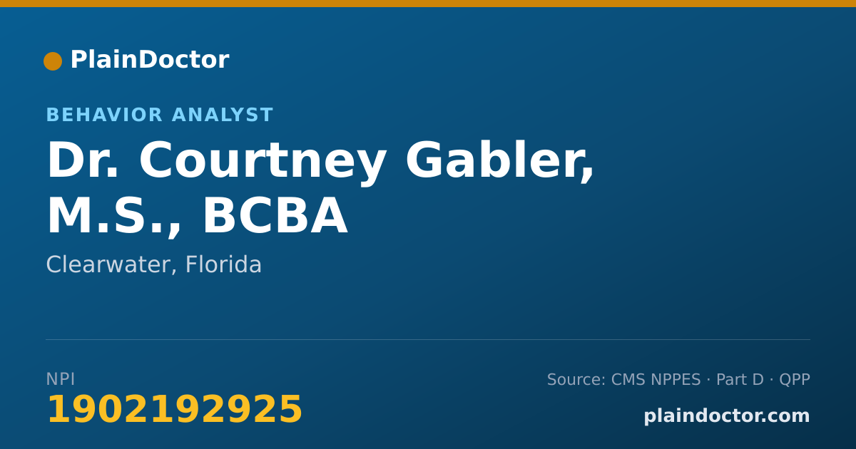 Shareable card for Courtney Gabler, M.S., BCBA - Behavior Analyst, Clearwater, FL
