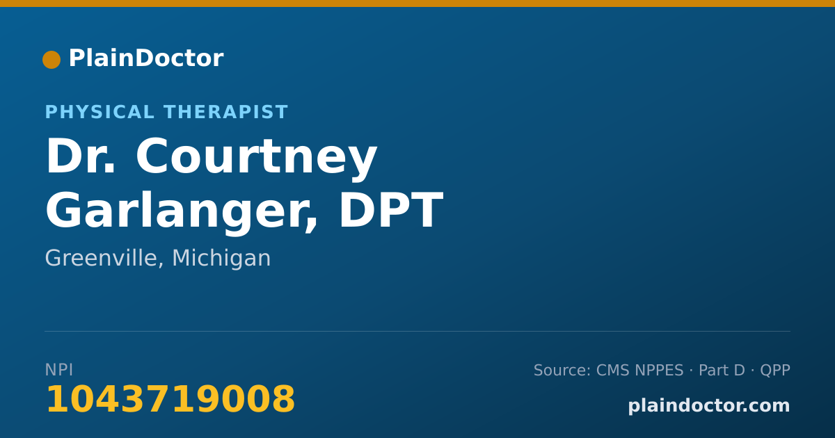 Shareable card for Courtney Garlanger, DPT - Physical Therapist, Greenville, MI