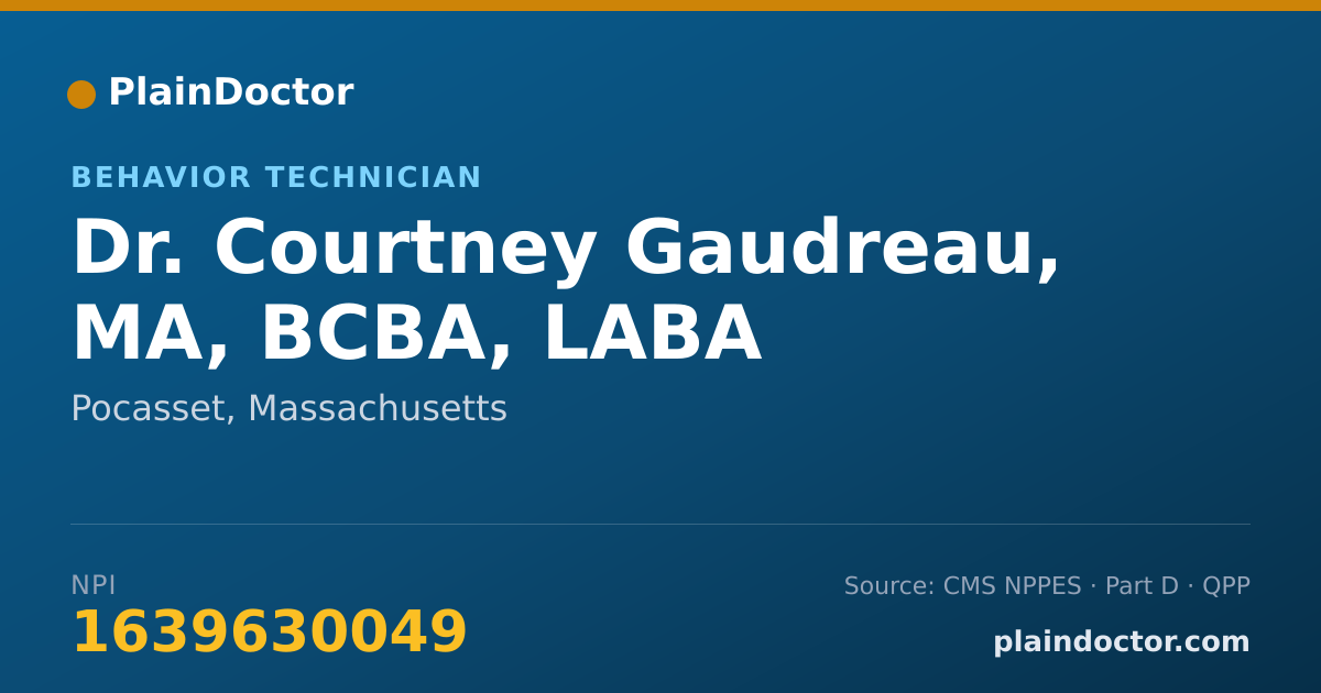 Shareable card for Courtney Gaudreau, MA, BCBA, LABA - Behavior Technician, Pocasset, MA