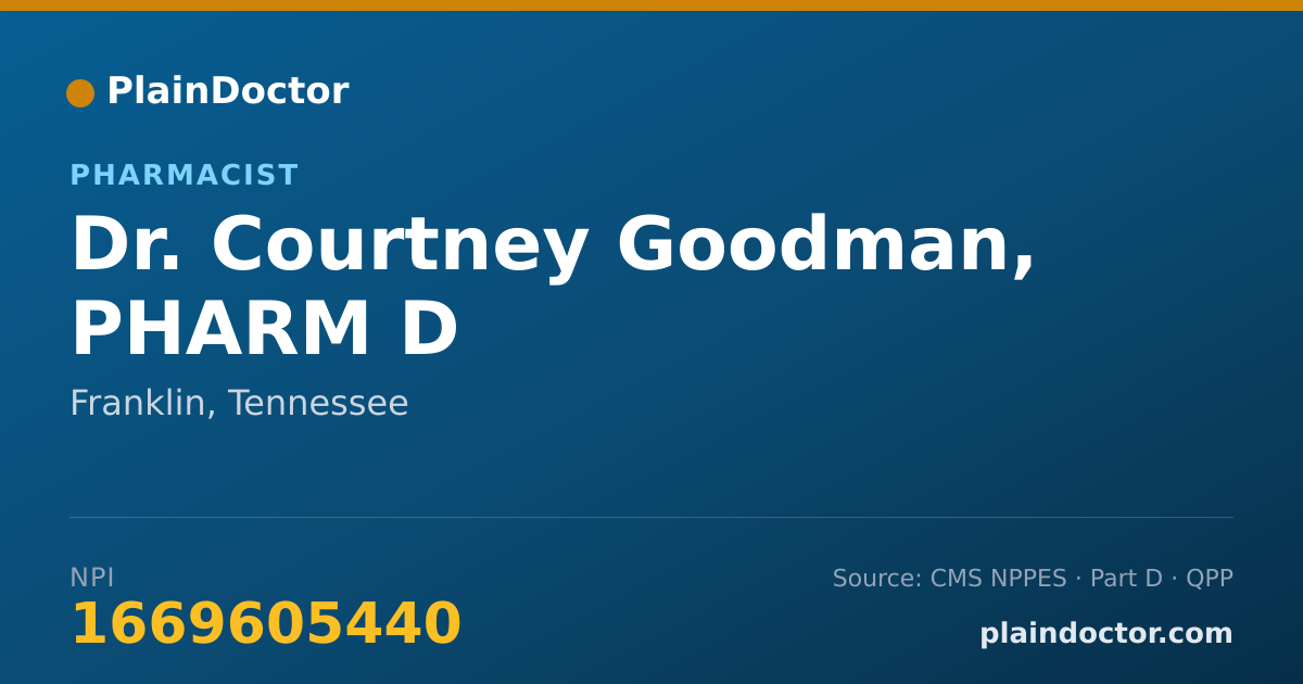 Shareable card for Courtney Goodman, PHARM D - Pharmacist, Franklin, TN
