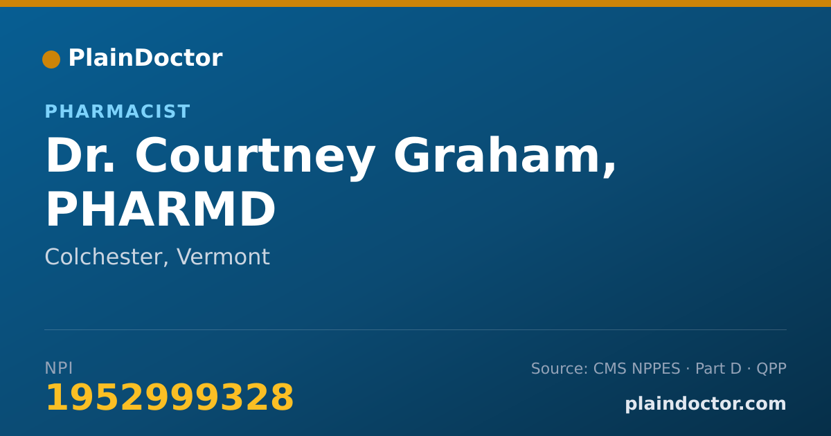 Shareable card for Courtney Graham, PHARMD - Pharmacist, Colchester, VT