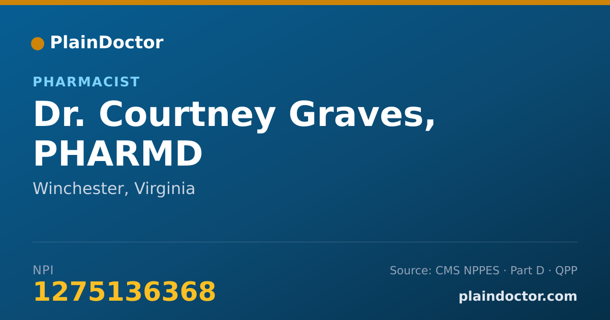 Shareable card for Courtney Graves, PHARMD - Pharmacist, Winchester, VA
