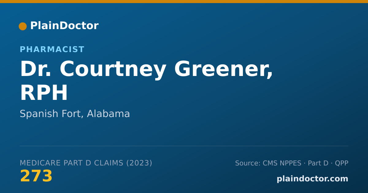Shareable card for Courtney Greener, RPH - Pharmacist, Spanish Fort, AL