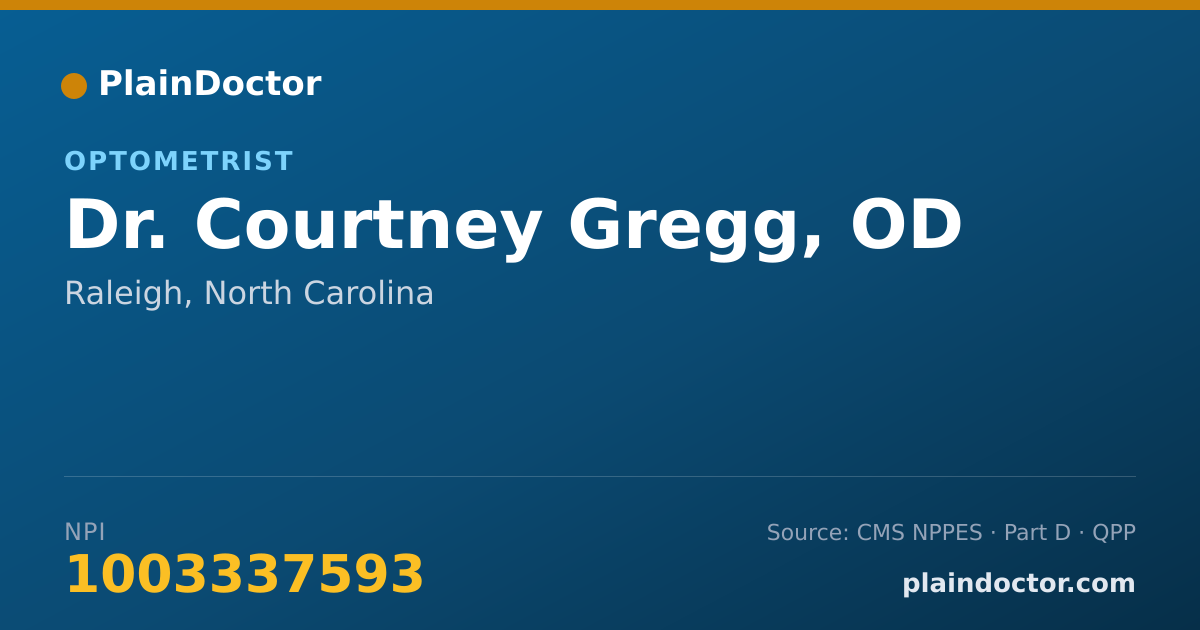 Shareable card for Courtney Gregg, OD - Optometrist, Raleigh, NC