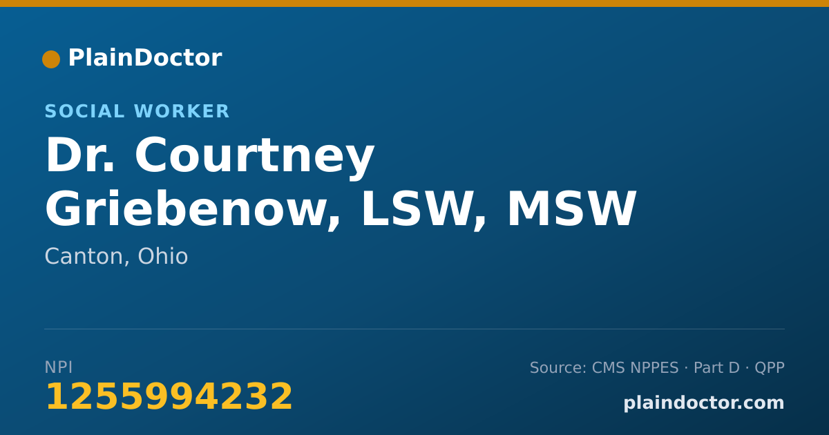 Shareable card for Courtney Griebenow, LSW, MSW - Social Worker, Canton, OH