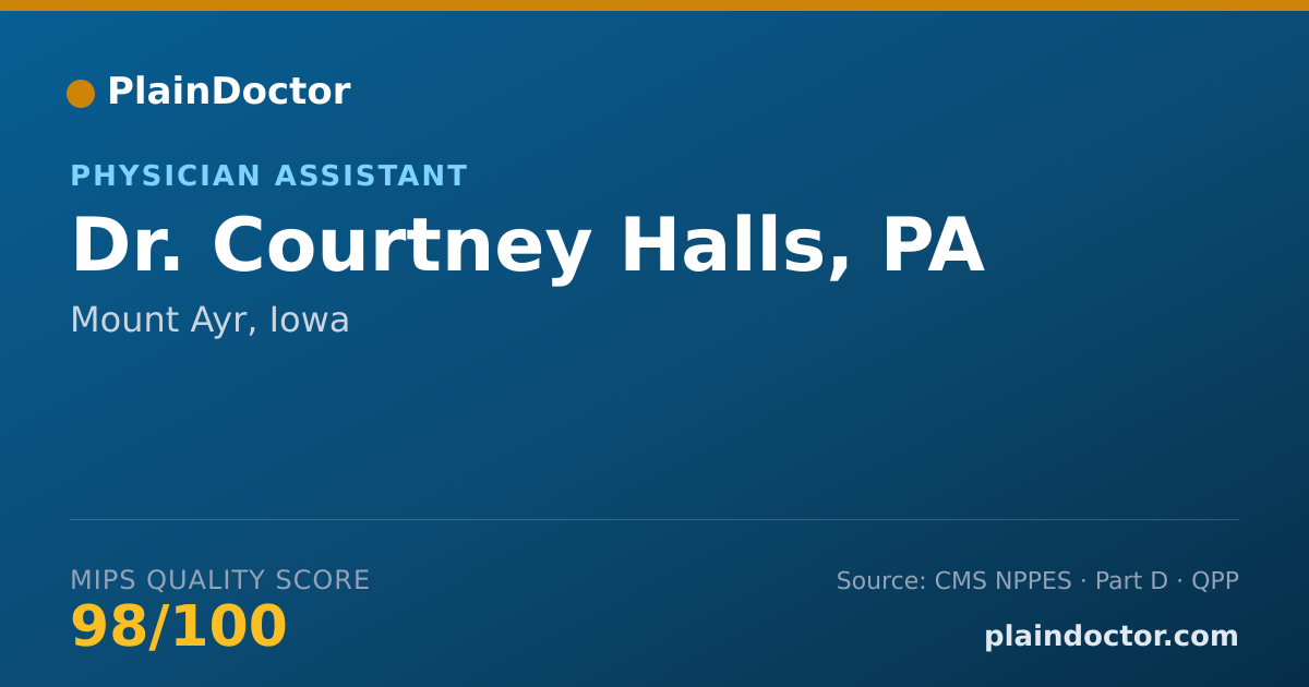 Shareable card for Courtney Halls, PA - Physician Assistant, Mount Ayr, IA