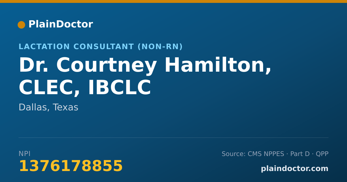 Shareable card for Courtney Hamilton, CLEC, IBCLC - Lactation Consultant (Non-RN), Dallas, TX