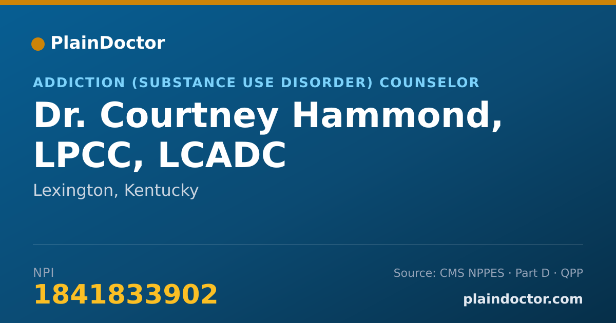 Shareable card for Courtney Hammond, LPCC, LCADC - Addiction (Substance Use Disorder) Counselor, Lexington, KY