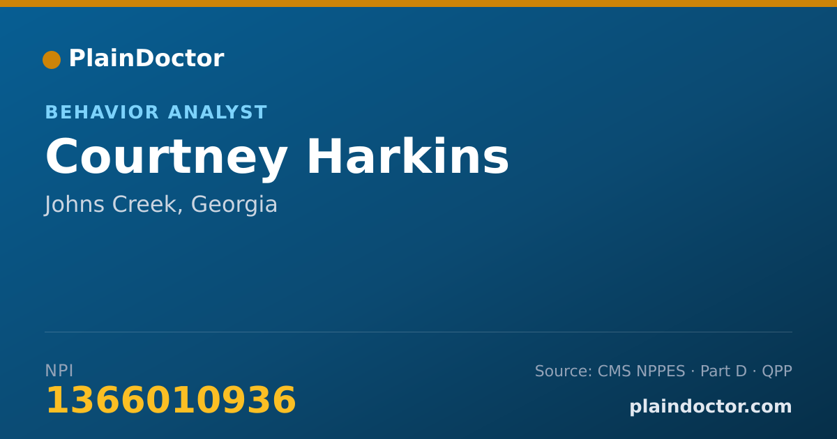 Shareable card for Courtney Harkins - Behavior Analyst, Johns Creek, GA