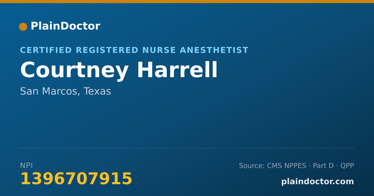 Shareable card for Courtney Harrell - Certified Registered Nurse Anesthetist, San Marcos, TX