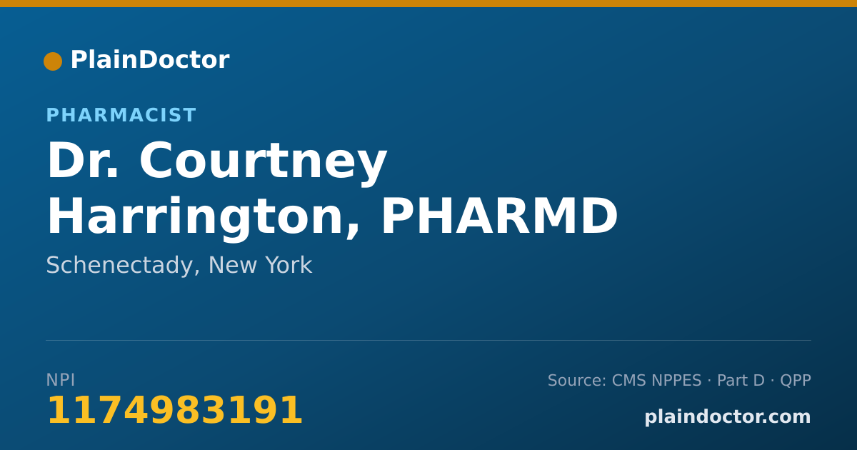Shareable card for Courtney Harrington, PHARMD - Pharmacist, Schenectady, NY