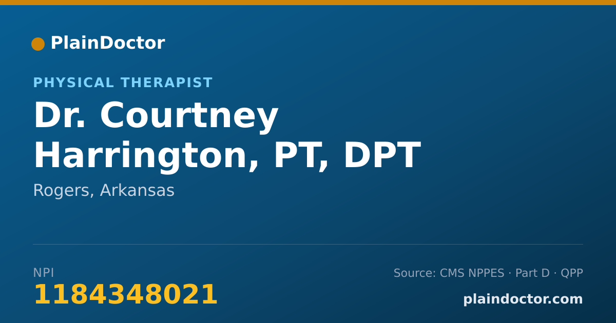 Shareable card for Courtney Harrington, PT, DPT - Physical Therapist, Rogers, AR