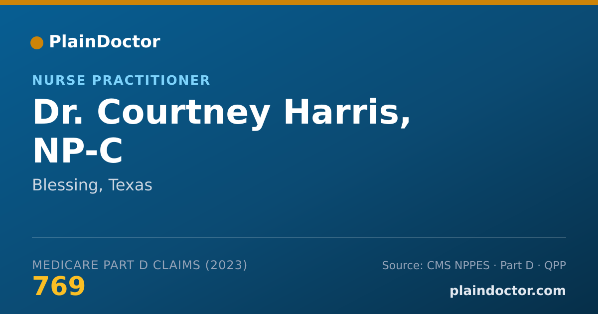 Shareable card for Courtney Harris, NP-C - Nurse Practitioner, Blessing, TX