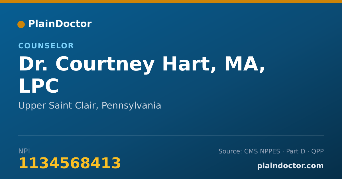 Shareable card for Courtney Hart, MA, LPC - Counselor, Upper Saint Clair, PA