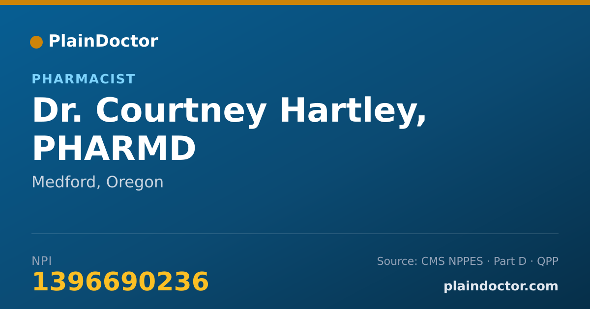 Shareable card for Courtney Hartley, PHARMD - Pharmacist, Medford, OR