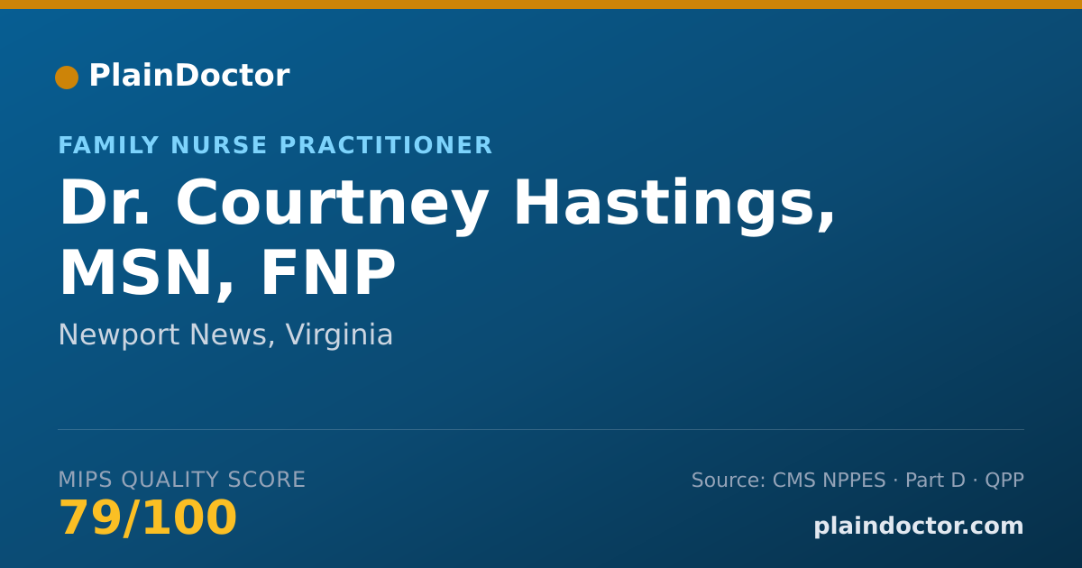 Shareable card for Courtney Hastings, MSN, FNP - Family Nurse Practitioner, Newport News, VA