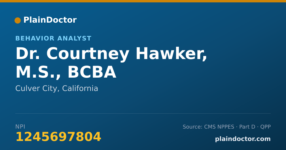 Shareable card for Courtney Hawker, M.S., BCBA - Behavior Analyst, Culver City, CA
