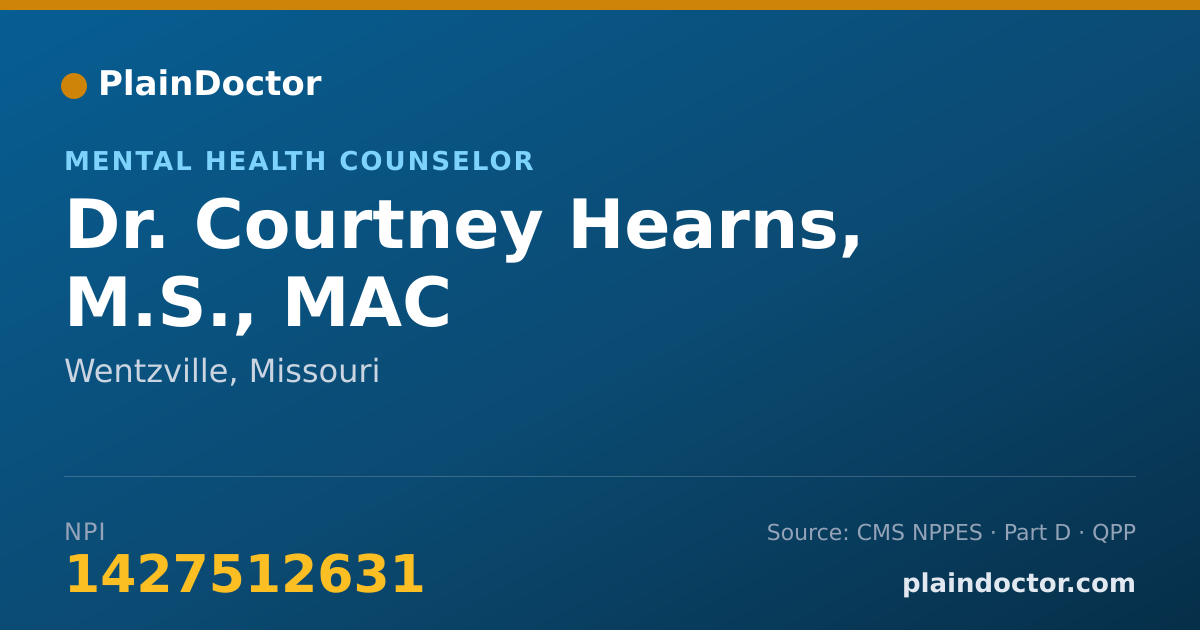 Shareable card for Courtney Hearns, M.S., MAC - Mental Health Counselor, Wentzville, MO