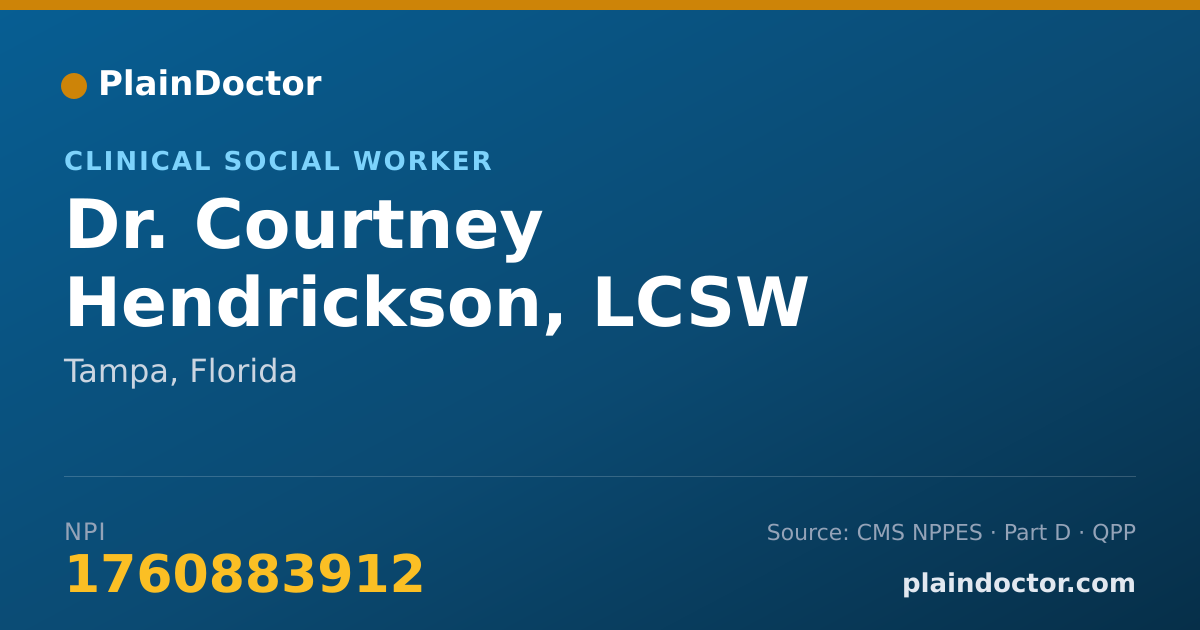 Shareable card for Courtney Hendrickson, LCSW - Clinical Social Worker, Tampa, FL
