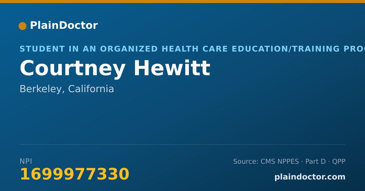 Shareable card for Courtney Hewitt - Student in an Organized Health Care Education/Training Program, Berkeley, CA
