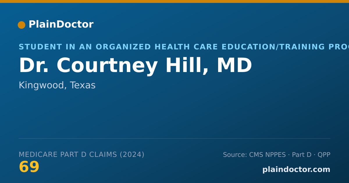 Shareable card for Courtney Hill, MD - Student in an Organized Health Care Education/Training Program, Kingwood, TX