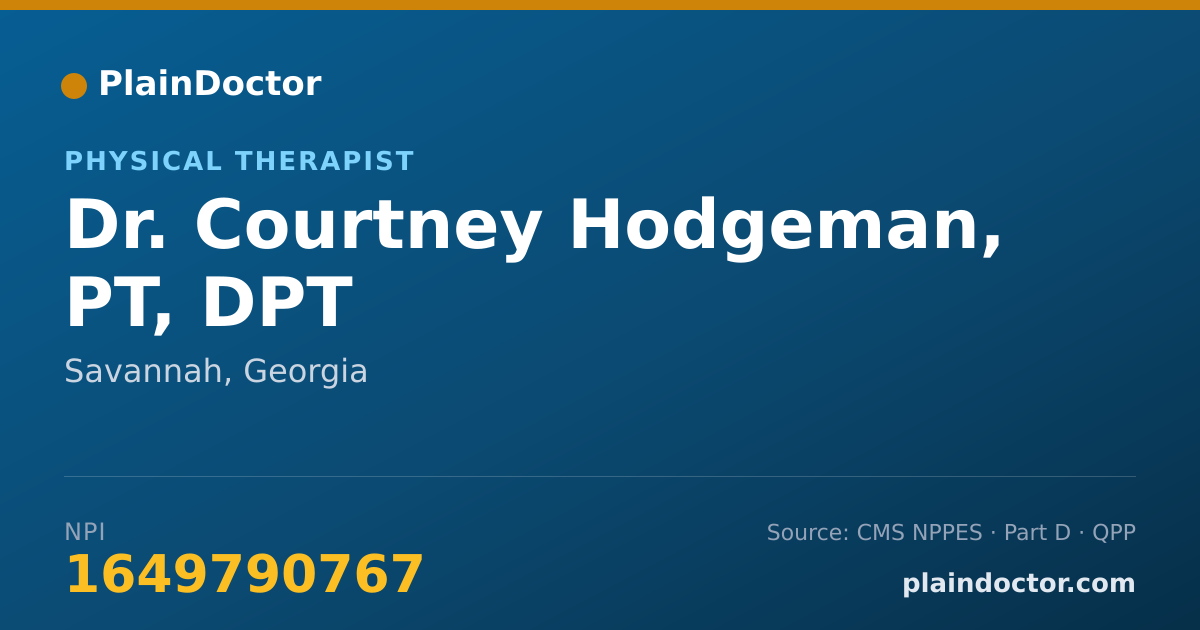 Shareable card for Courtney Hodgeman, PT, DPT - Physical Therapist, Savannah, GA