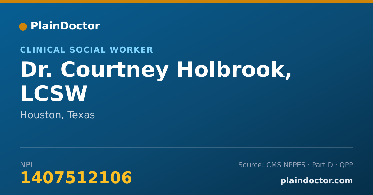 Shareable card for Courtney Holbrook, LCSW - Clinical Social Worker, Houston, TX