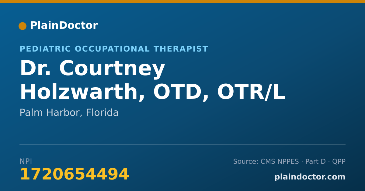 Shareable card for Courtney Holzwarth, OTD, OTR/L - Pediatric Occupational Therapist, Palm Harbor, FL