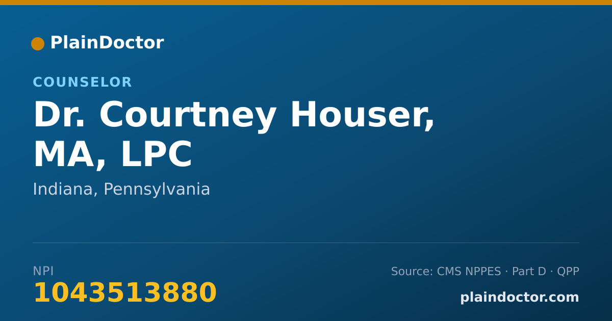 Shareable card for Courtney Houser, MA, LPC - Counselor, Indiana, PA