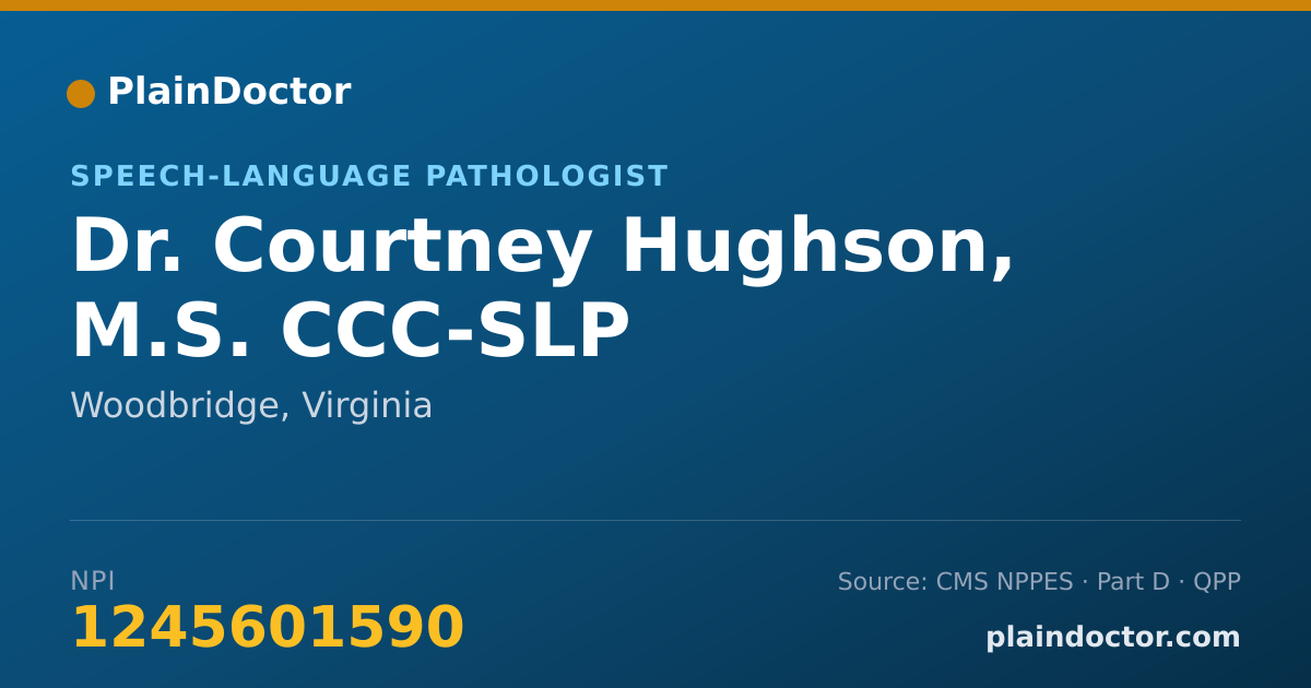 Shareable card for Courtney Hughson, M.S. CCC-SLP - Speech-Language Pathologist, Woodbridge, VA