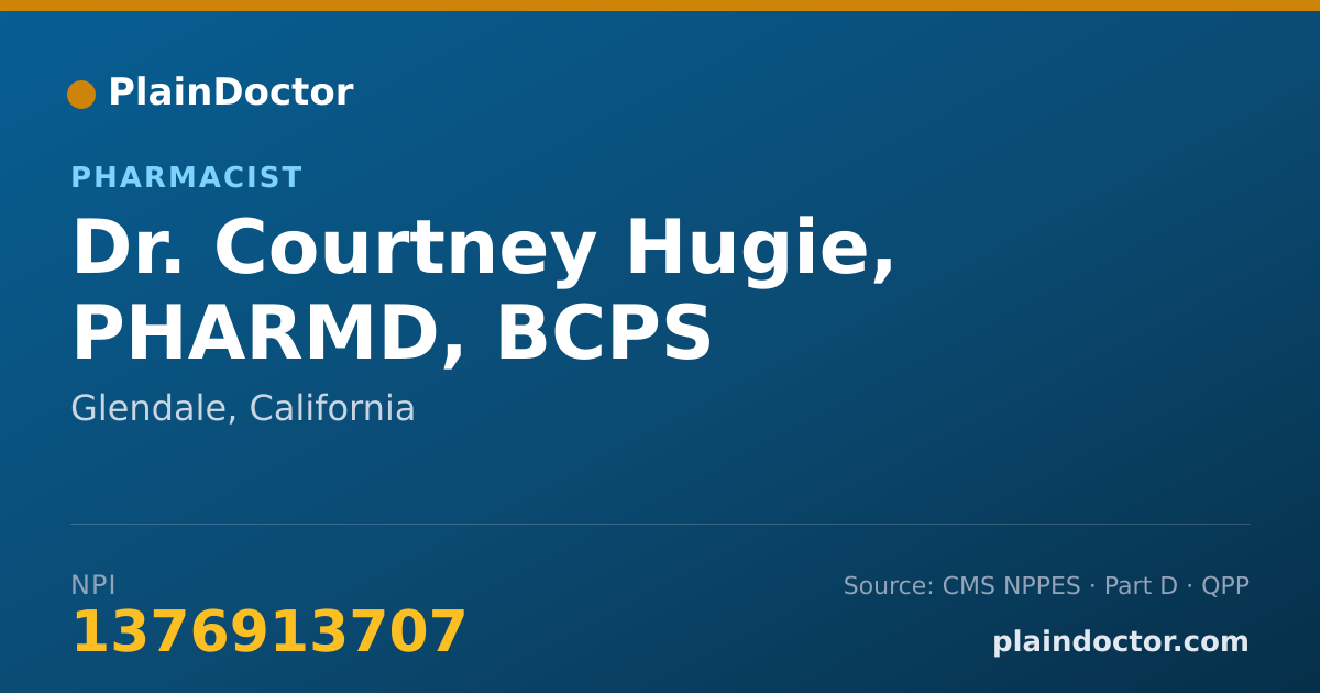 Shareable card for Courtney Hugie, PHARMD, BCPS - Pharmacist, Glendale, CA