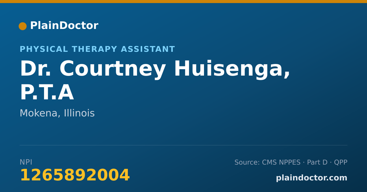 Shareable card for Courtney Huisenga, P.T.A - Physical Therapy Assistant, Mokena, IL