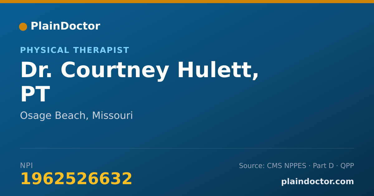 Shareable card for Courtney Hulett, PT - Physical Therapist, Osage Beach, MO