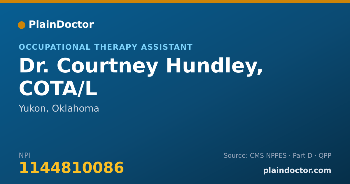 Shareable card for Courtney Hundley, COTA/L - Occupational Therapy Assistant, Yukon, OK