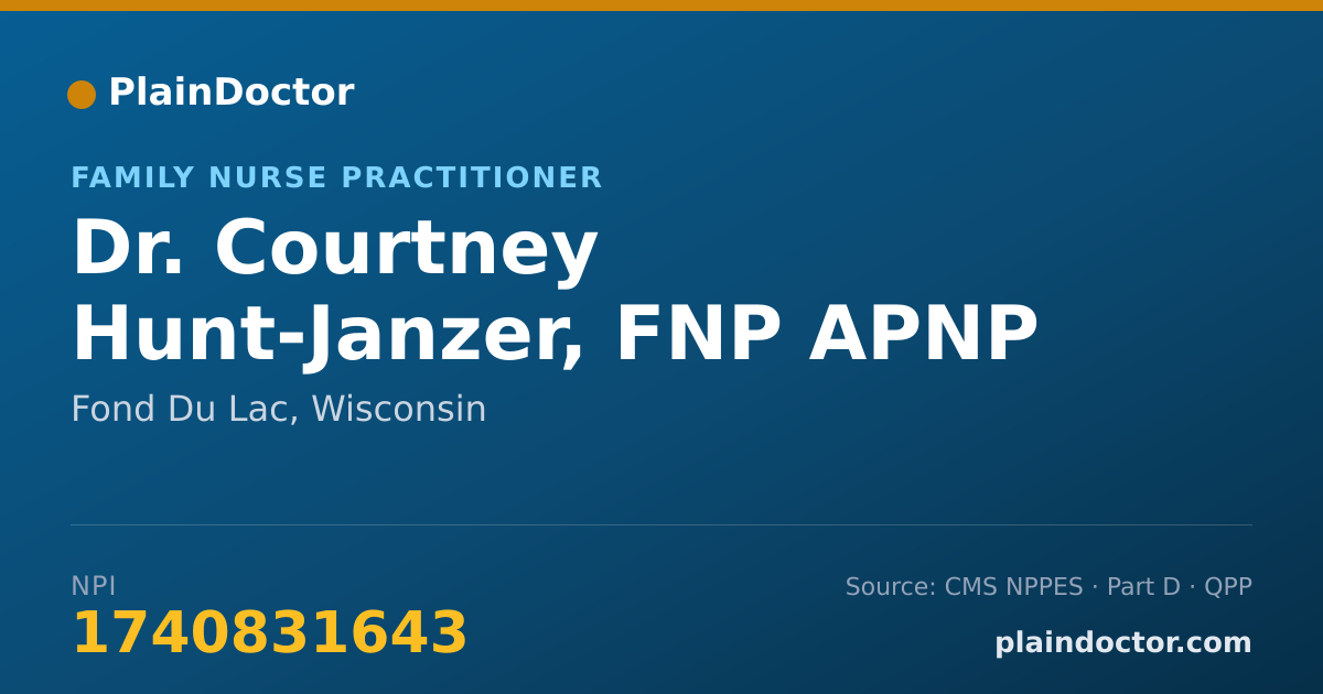 Shareable card for Courtney Hunt-Janzer, FNP APNP - Family Nurse Practitioner, Fond Du Lac, WI