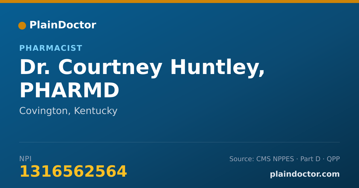 Shareable card for Courtney Huntley, PHARMD - Pharmacist, Covington, KY