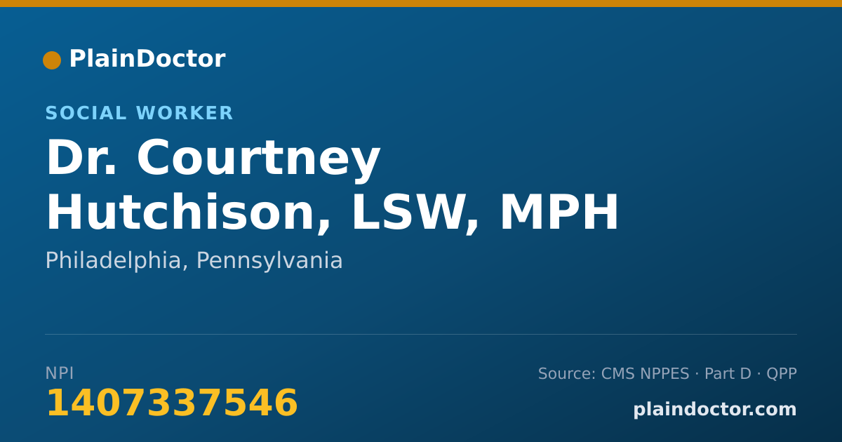 Shareable card for Courtney Hutchison, LSW, MPH - Social Worker, Philadelphia, PA